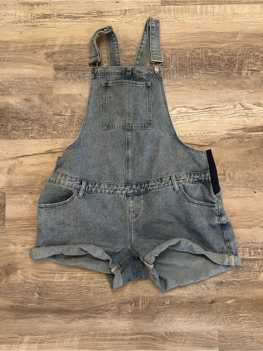 SHEIN Maternity Light Blue Denim Short Overalls